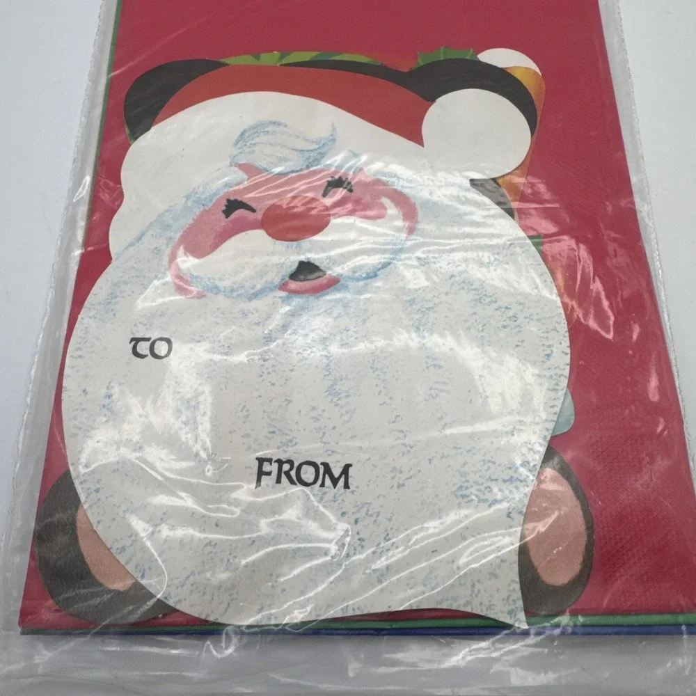 Vintage 60s Christmas Gift Paper Bags & Die Cut Tags Decoration by‎ Peck Set 4